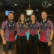 Load image into Gallery viewer, Red Camo 8 Ball Billiard Shirt For Men Custom Pool Team Shirt, Billiard Jersey Polo &amp; 1/4 Zip TDM6200
