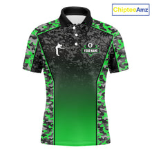 Load image into Gallery viewer, Green Camo 8 Ball Billiard Shirt For Men Custom Pool Team Shirt, Billiard Jersey Polo &amp; 1/4 Zip TDM6201