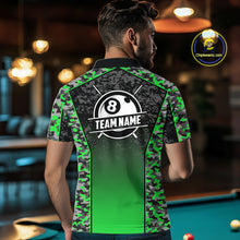 Load image into Gallery viewer, Green Camo 8 Ball Billiard Shirt For Men Custom Pool Team Shirt, Billiard Jersey Polo &amp; 1/4 Zip TDM6201