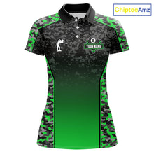 Load image into Gallery viewer, Green Camo 8 Ball Billiard Shirt For Women Custom Pool Team Shirt, Billiard Jersey Polo &amp; 1/4 Zip TDM6201