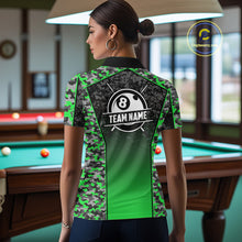 Load image into Gallery viewer, Green Camo 8 Ball Billiard Shirt For Women Custom Pool Team Shirt, Billiard Jersey Polo &amp; 1/4 Zip TDM6201