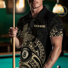 Load image into Gallery viewer, Custom Black And Gold Tribal Butterfly Billiard Shirts For Men | 8 Ball Pool Team Jerseys TDM4688