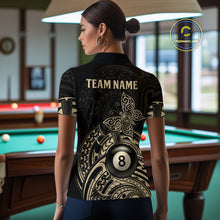 Load image into Gallery viewer, Custom Black And Gold Tribal Butterfly Billiard Shirts For Women | 8 Ball Pool Team Jerseys TDM4688