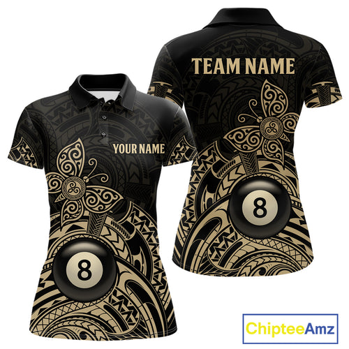 Custom Black And Gold Tribal Butterfly Billiard Shirts For Women | 8 Ball Pool Team Jerseys TDM4688