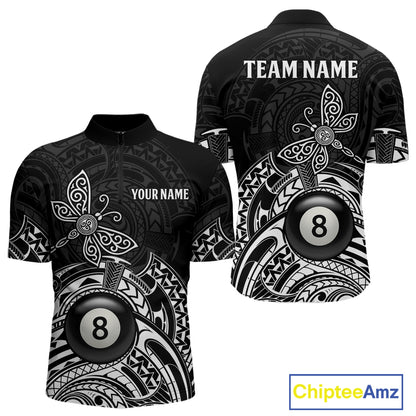 Custom White Black Tribal Dragonfly Billiard Shirts For Men | 8 Ball Pool Team Jerseys TDM4689