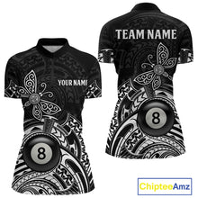 Load image into Gallery viewer, Custom White Black Tribal Dragonfly Billiard Shirts For Women | 8 Ball Pool Team Jerseys TDM4689