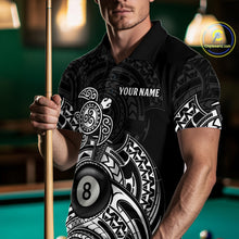 Load image into Gallery viewer, Custom White Black Tribal Turtle Billiard Shirts For Men | 8 Ball Pool Team Jerseys TDM4690