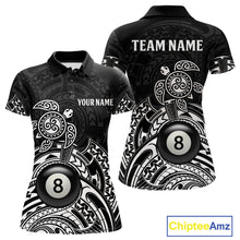 Load image into Gallery viewer, Custom White Black Tribal Turtle Billiard Shirts For Women | 8 Ball Pool Team Jerseys TDM4690