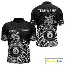 Load image into Gallery viewer, Custom White Black Tribal Turtle Billiard Shirts For Men | 8 Ball Pool Team Jerseys TDM4690