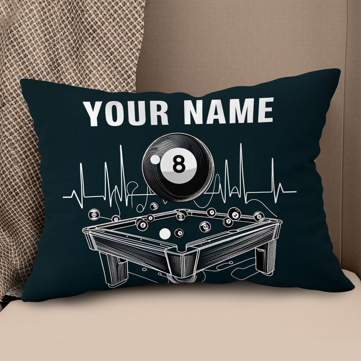 Funny Billiard Table Custom Black Pillows, Personalized Billiard Gifts TDM0821