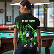 Load image into Gallery viewer, Green Funny 8 Ball Billiard Shirt For Women Custom Pool Team Shirt, Billiard Jersey Polo &amp; 1/4 Zip TDM5833
