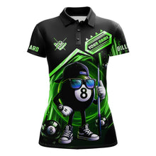 Load image into Gallery viewer, Green Funny 8 Ball Billiard Shirt For Women Custom Pool Team Shirt, Billiard Jersey Polo &amp; 1/4 Zip TDM5833