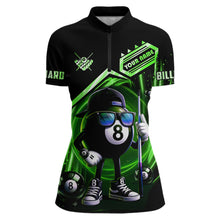 Load image into Gallery viewer, Green Funny 8 Ball Billiard Shirt For Women Custom Pool Team Shirt, Billiard Jersey Polo &amp; 1/4 Zip TDM5833