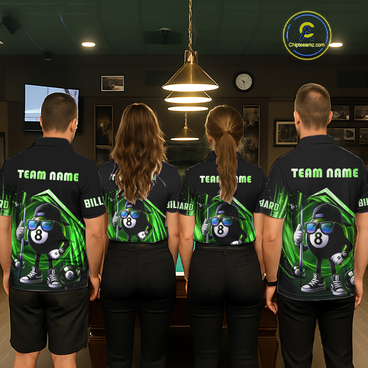 Green Funny 8 Ball Billiard Shirt For Women Custom Pool Team Shirt, Billiard Jersey Polo & 1/4 Zip TDM5833