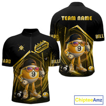 Load image into Gallery viewer, Yellow Funny 9 Ball Billiard Shirt For Men Custom Pool Team Shirt, Billiard Jersey Polo &amp; 1/4 Zip TDM5835