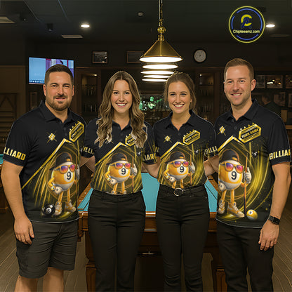 Yellow Funny 9 Ball Billiard Shirt For Women Custom Pool Team Shirt, Billiard Jersey Polo & 1/4 Zip TDM5835