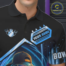 Load image into Gallery viewer, Blue Funny Bowling Ball Shirt For Men Custom Bowling Jersey, Bowling Team Shirt Polo &amp; Quarter Zip TDM5836