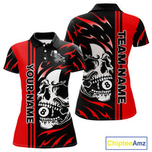 Load image into Gallery viewer, Personalized Red 8 Ball Skull Billiard Shirt For Women Custom Pool Team Jersey, Billiard Outfit TDM4459