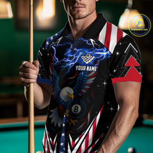 Load image into Gallery viewer, American Flag Eagle 8 Ball Pool Lightning Billiard Shirt For Men Custom Patriotic Billiard Jersey TDM4704