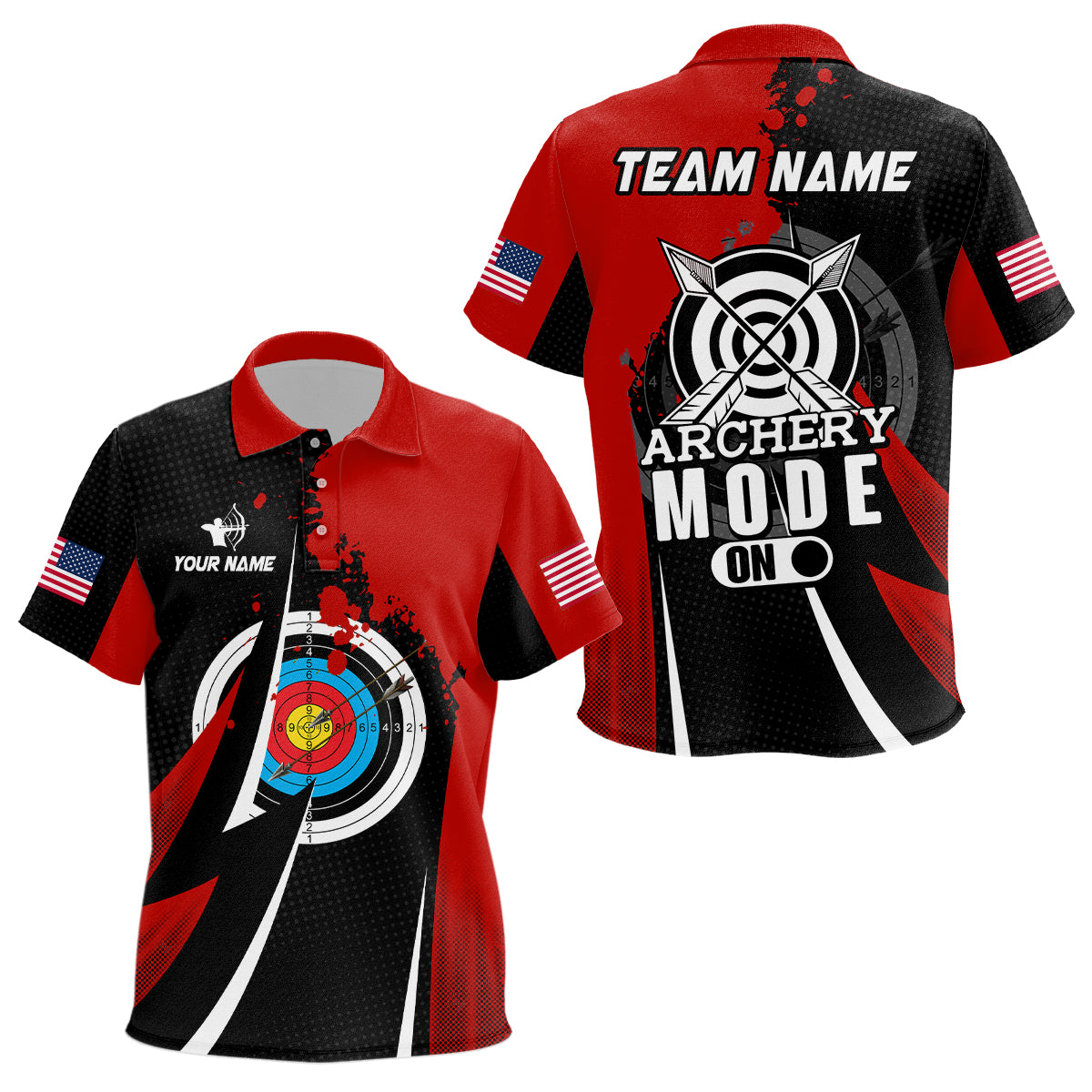 Personalized Red Jerseys Archery Mode On Polo Shirts For Kid Custom Archery Jerseys Team Shirts TDM0670