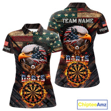 Load image into Gallery viewer, American Flag 3D Dartboard Fire Flame Custom Eagle Darts Shirt For Women, Patriotic Dart Team Jersey TDM4717
