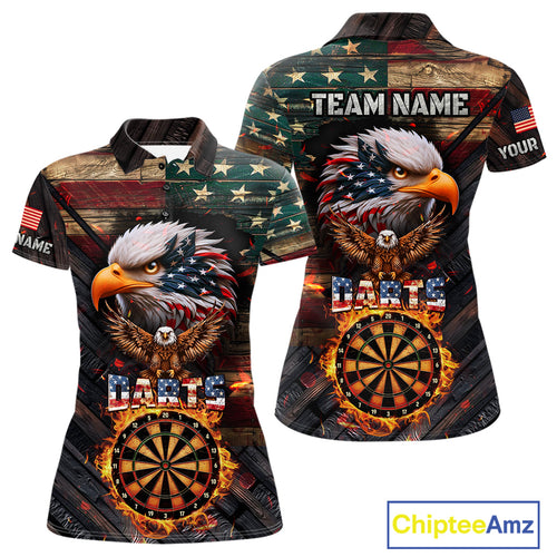 American Flag 3D Dartboard Fire Flame Custom Eagle Darts Shirt For Women, Patriotic Dart Team Jersey TDM4717