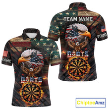 Load image into Gallery viewer, American Flag 3D Dartboard Fire Flame Custom Eagle Darts Shirt For Men, Patriotic Dart Team Jersey TDM4717