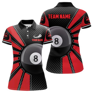 Billiard 8 Ball Red Version Personalized Name 3D Polo Shirts For Women Custom Team Billiard Shirts  TDM0262