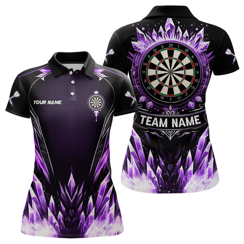 Personalized Purple Icy Dartboard Custom Darts Polo & Quarter Zip For Women, Team Dart Jersey Outfit TDM3671