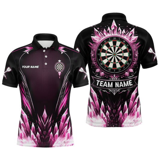 Personalized Pink Icy Dartboard Custom Darts Polo & Quarter Zip For Men, Team Dart Jerseys Outfit TDM3672