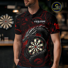 Load image into Gallery viewer, Black And Red Dragon Darts Shirt For Men Custom Darts League Team Jersey Polo &amp; Quarter Zip TDM4723