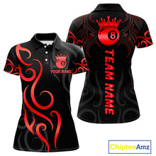 Load image into Gallery viewer, Black And Red 8 Ball Crown Tribal Billiard Shirt For Women Custom Pool Jersey Billiard Team Shirt TDM4725