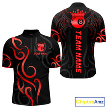 Load image into Gallery viewer, Black And Red 8 Ball Crown Tribal Billiard Shirt For Men Custom Pool Jersey Billiard Team Shirt TDM4725