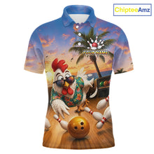 Load image into Gallery viewer, Funny Tropical Rooster Chicken Bowling Shirt For Men Custom Vintage Bowling Jersey Polo &amp; 1/4 Zip TDM6475