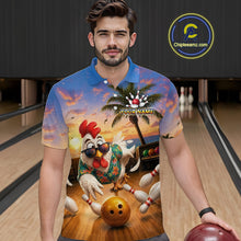 Load image into Gallery viewer, Funny Tropical Rooster Chicken Bowling Shirt For Men Custom Vintage Bowling Jersey Polo &amp; 1/4 Zip TDM6475