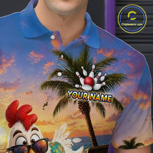 Load image into Gallery viewer, Funny Tropical Rooster Chicken Bowling Shirt For Men Custom Vintage Bowling Jersey Polo &amp; 1/4 Zip TDM6475