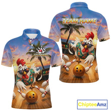 Load image into Gallery viewer, Funny Tropical Rooster Chicken Bowling Shirt For Men Custom Vintage Bowling Jersey Polo &amp; 1/4 Zip TDM6475