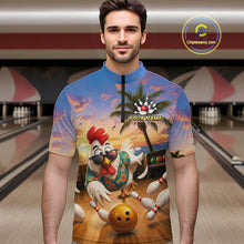 Load image into Gallery viewer, Funny Tropical Rooster Chicken Bowling Shirt For Men Custom Vintage Bowling Jersey Polo &amp; 1/4 Zip TDM6475