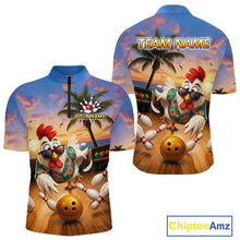 Load image into Gallery viewer, Funny Tropical Rooster Chicken Bowling Shirt For Men Custom Vintage Bowling Jersey Polo &amp; 1/4 Zip TDM6475