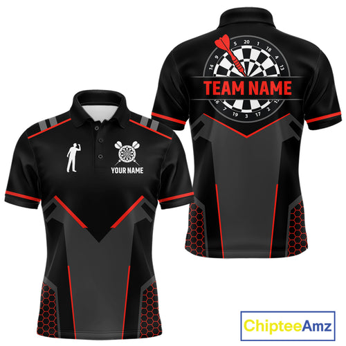 Darts Jersey For Men Custom Polo & Quarter Zip Darts Tournament Team Shirt  |Red TDM4746
