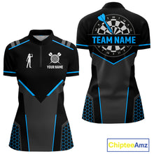 Load image into Gallery viewer, Darts Jersey For Women Custom Polo &amp; Quarter Zip Darts Tournament Team Shirt  |Blue TDM4747