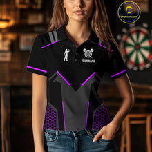 Load image into Gallery viewer, Darts Jersey For Women Custom Polo &amp; Quarter Zip Darts Tournament Team Shirt  |Purple TDM4748
