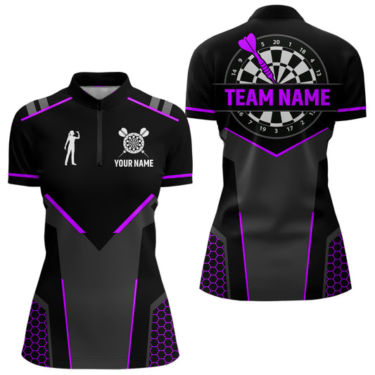 Darts Jersey For Women Custom Polo & Quarter Zip Darts Tournament Team Shirt  |Purple TDM4748