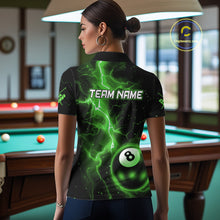 Load image into Gallery viewer, Green 8 Ball Thunder Lightning Billiard Shirt For Women Custom Pool Team Jersey Polo &amp; 1/4 Zip TDM6259