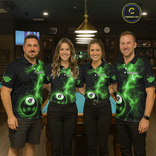 Load image into Gallery viewer, Green 8 Ball Thunder Lightning Billiard Shirt For Women Custom Pool Team Jersey Polo &amp; 1/4 Zip TDM6259