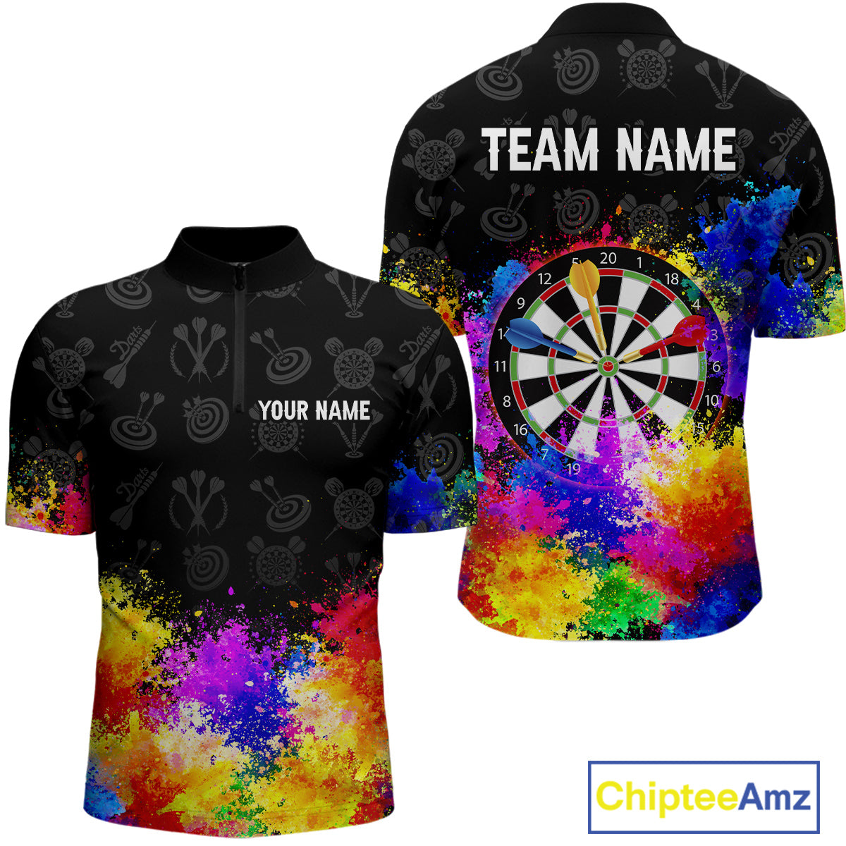 Funny Dartboard Colorful Grunge Dart Shirts For Men | Darts Team Jerseys – Polo & Quarter Zip TDM3964