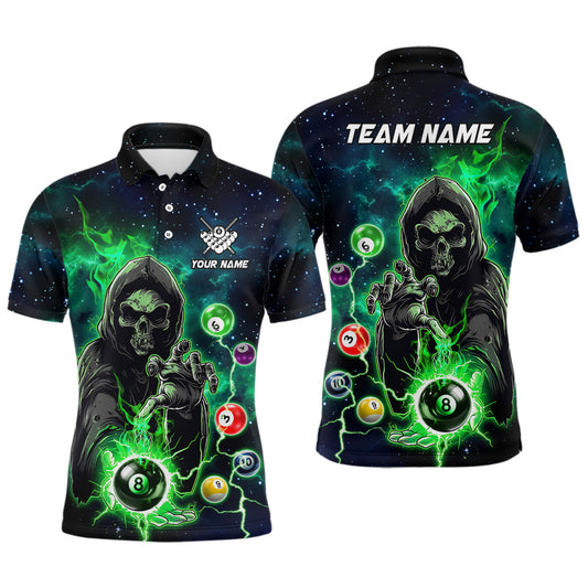 Green Billiard Grim Reaper Men Polo & Quarter-Zip Shirts Customized Team League Billiard Jerseys TDM1752