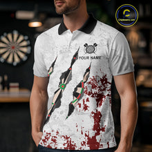 Load image into Gallery viewer, Custom White Red Grunge Dart Shirt With Pocket Option For Men, Darts Jersey TDM4529