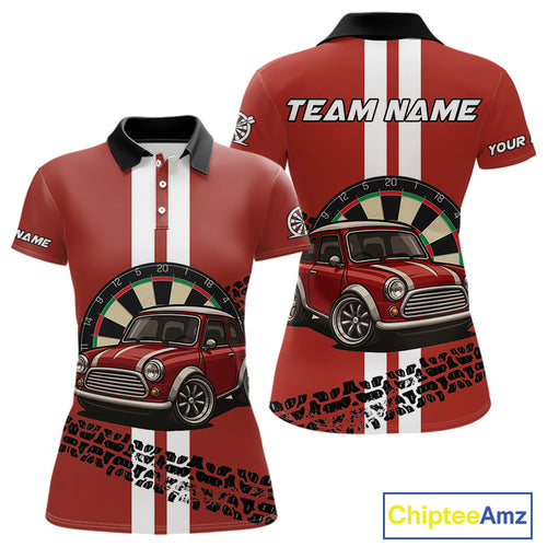 Personalized Red Funny Car Dart Shirts For Women Custom Darts Team Jerseys Polo & Quarter Zip TDM4151