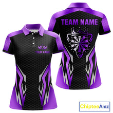 Load image into Gallery viewer, Black And Purple Funny Crown Darts Shirt For Women Custom Darts Jerseys Team Polo &amp; Quarter Zip TDM4326